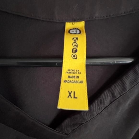 Aero Wonderwink Scrub Top Women's XL Black Short Sleeve V-Neck Flex Back - Picture 3 of 12